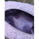trousse beauté moumoute rose tissu pailleté