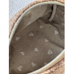 trousse beauté taupe doublure beige coeurs blancs