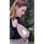sac banane moumoute taupe coeur blanc