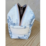 trousse toile jouy doublure rose paillete