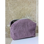 trousse beauté velours parme  doublure fleurs paquerette