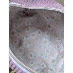 trousse beauté velours parme doublure paquerettes