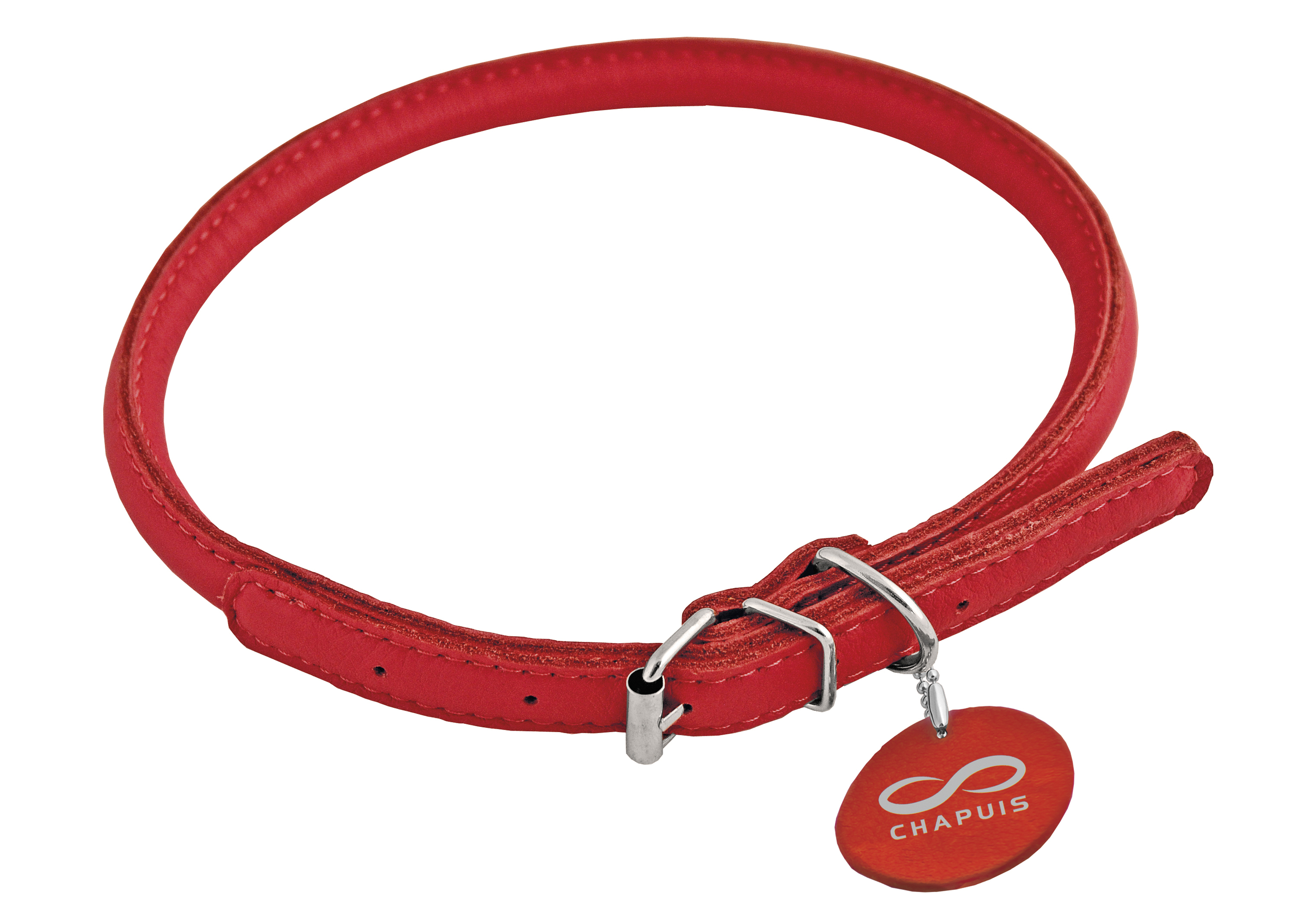 Collier en cuir rond Glamour Rouge