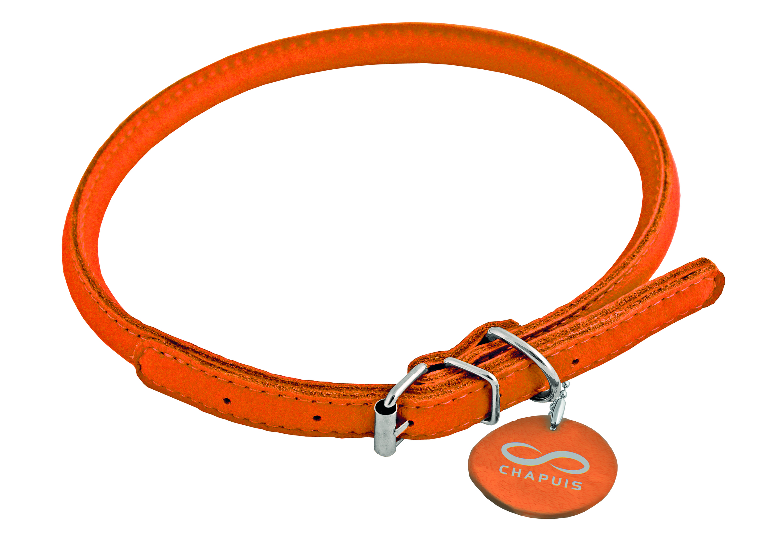 Collier en cuir rond Glamour Orange