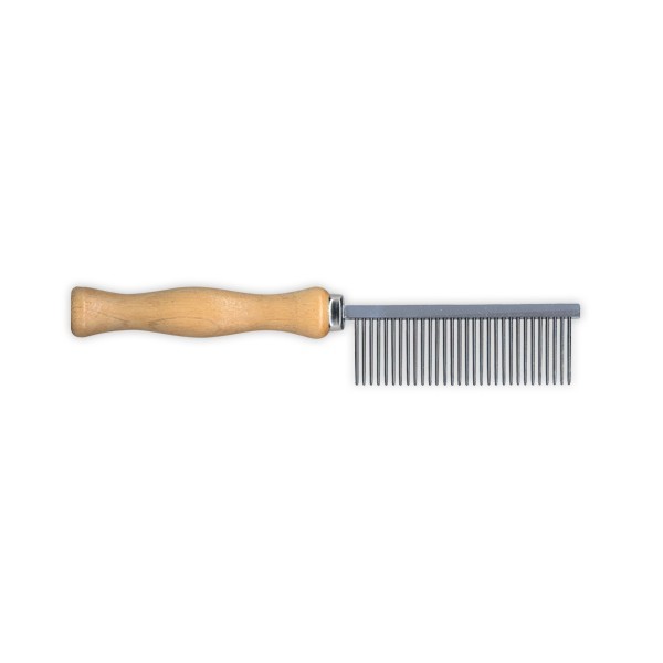 Peigne moyen IdealDog avec manche en bois 17 cm