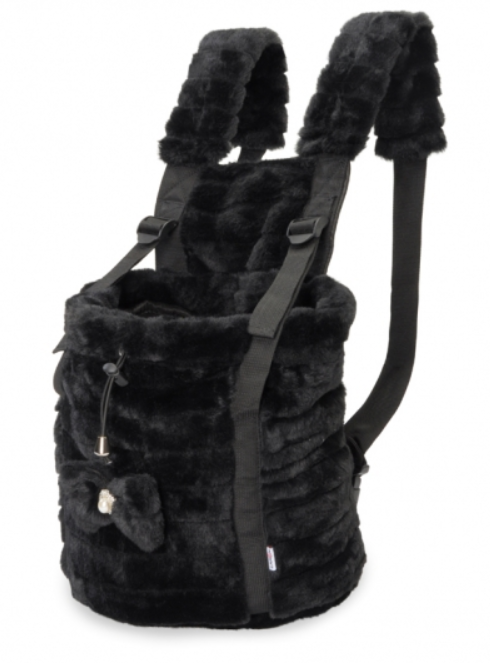 Sac Ventral Fausse Fourrure Noir S Transport chien Korridog