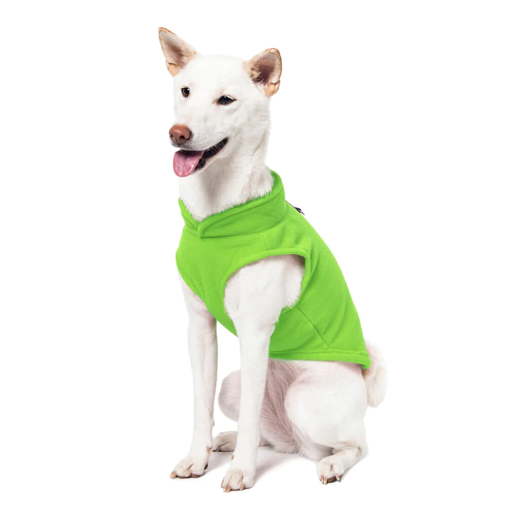 a-shiba-inu-wearing-gooby-lime-fleece-vest-sitting-down-and-smiling-side-45-degrees-view-1024x1024px