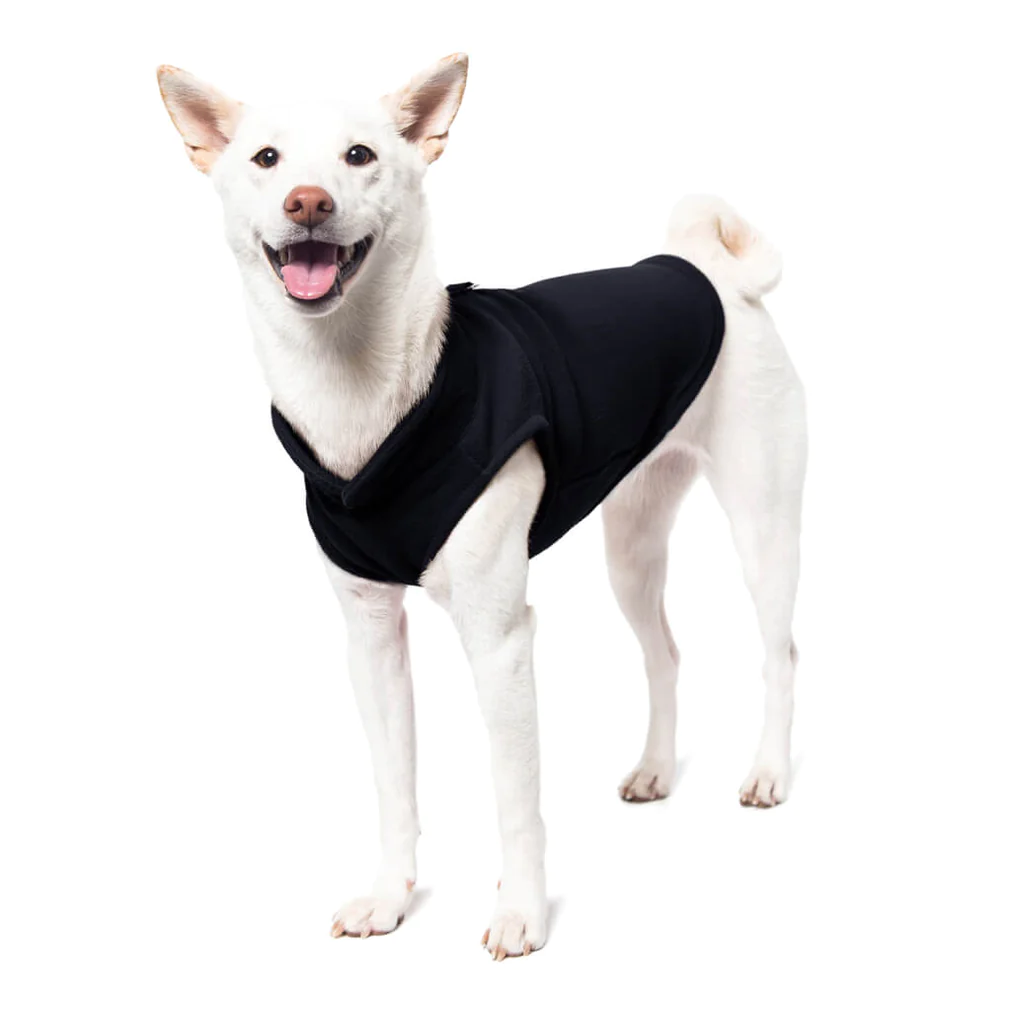 a-shiba-inu-wearing-gooby-black-fleece-vest-standing-up-side-45-degrees-view-1024x1024px