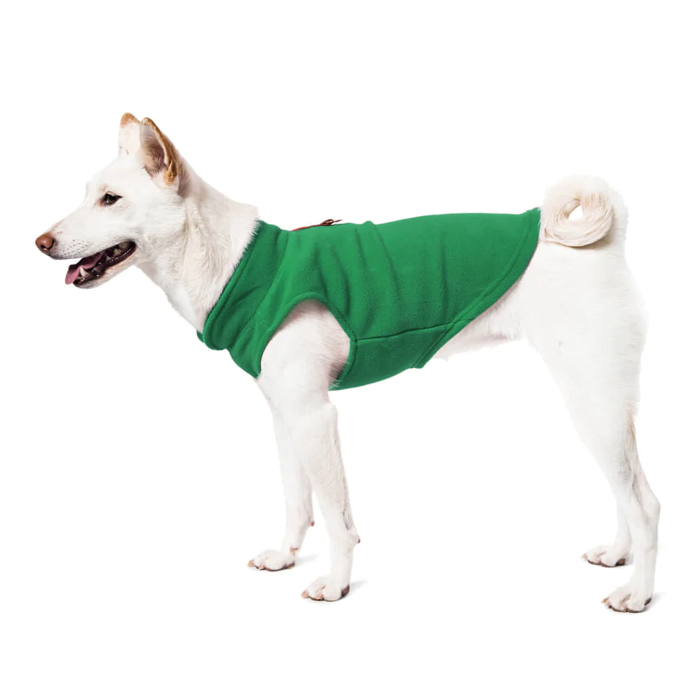 a-shiba-inu-wearing-gooby-green-fleece-vest-standing-up-side-view-1024x1024px