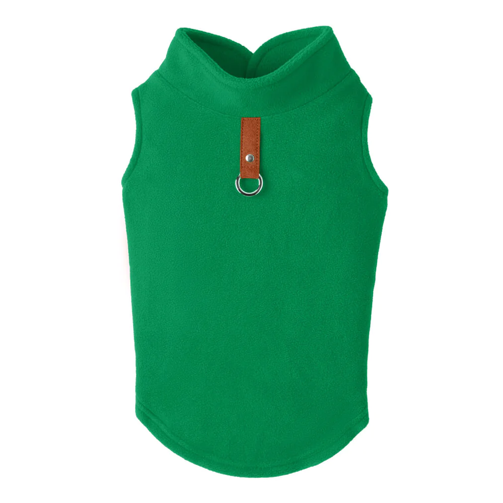 gooby-green-fleece-vest-with-brown-tag-back-view-1024x1024px