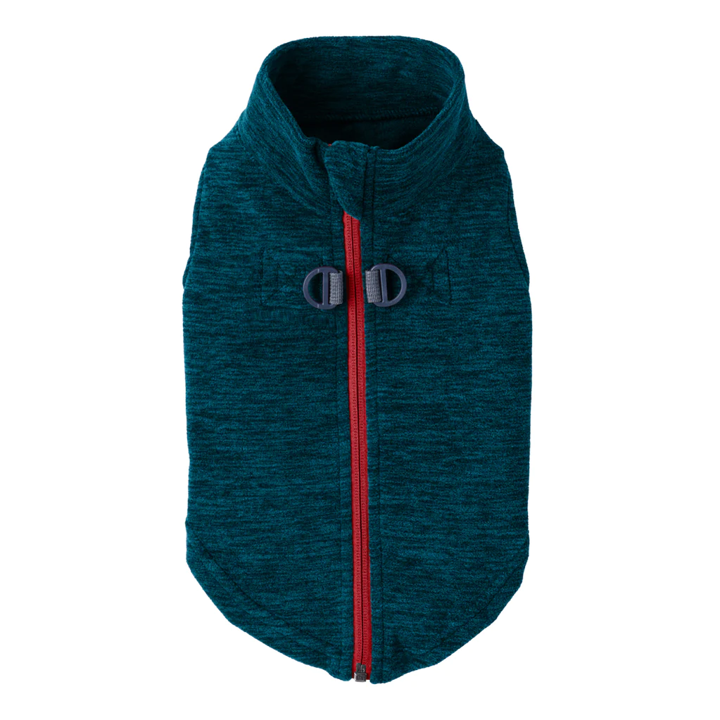 gooby-turquoise-zip-up-fleece-vest-back-view-with-leash-attachment-1024x1024px