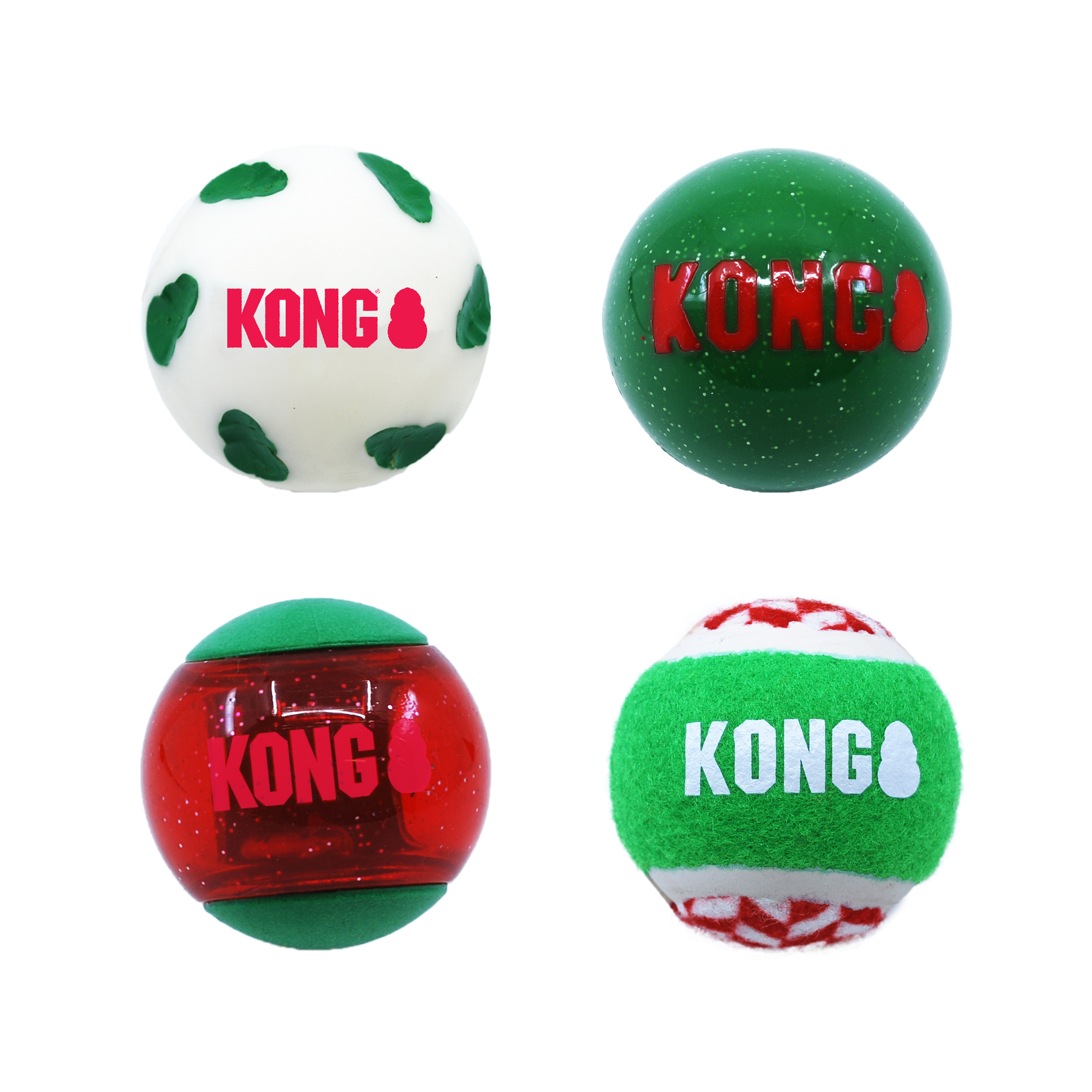 KONG Holiday 2021 Occasions Balls Md - pack de 4 balles