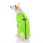gooby-office-dog-loki-a-white-shiba-inu-wearing-lime-zip-up-fleece-vest-sitting-down-back-view-1024x1024px