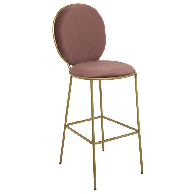 Tabouret de bar 'Azila' velours côtelé terracotta - L'Incroyable