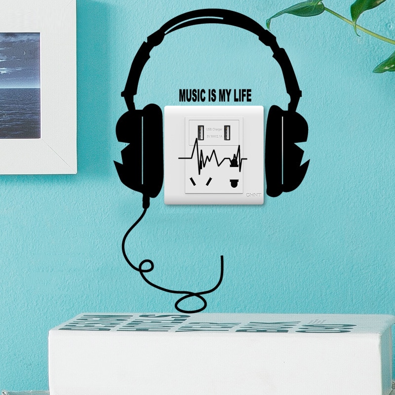 Autocollant-mural-pour-couteurs-MUSIC-IS-MY-LIFE-en-vinyle-pour-salon-d-coration-de-la