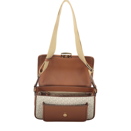 MK Beige Fabric Crossbody Bag 10351717-a