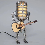 Microphone-Robot-Vintage-avec-guitare-Figurines-en-m-tal-pour-l-int-rieur-lampe-de-bureau