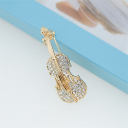 Broche Bijou Violon Avec Perle Nacrée - Acier Inoxydable - Thème Musique