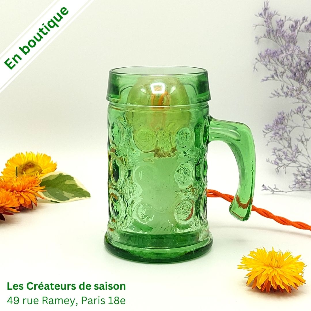 Lampe à poser Chope bosselée Verte