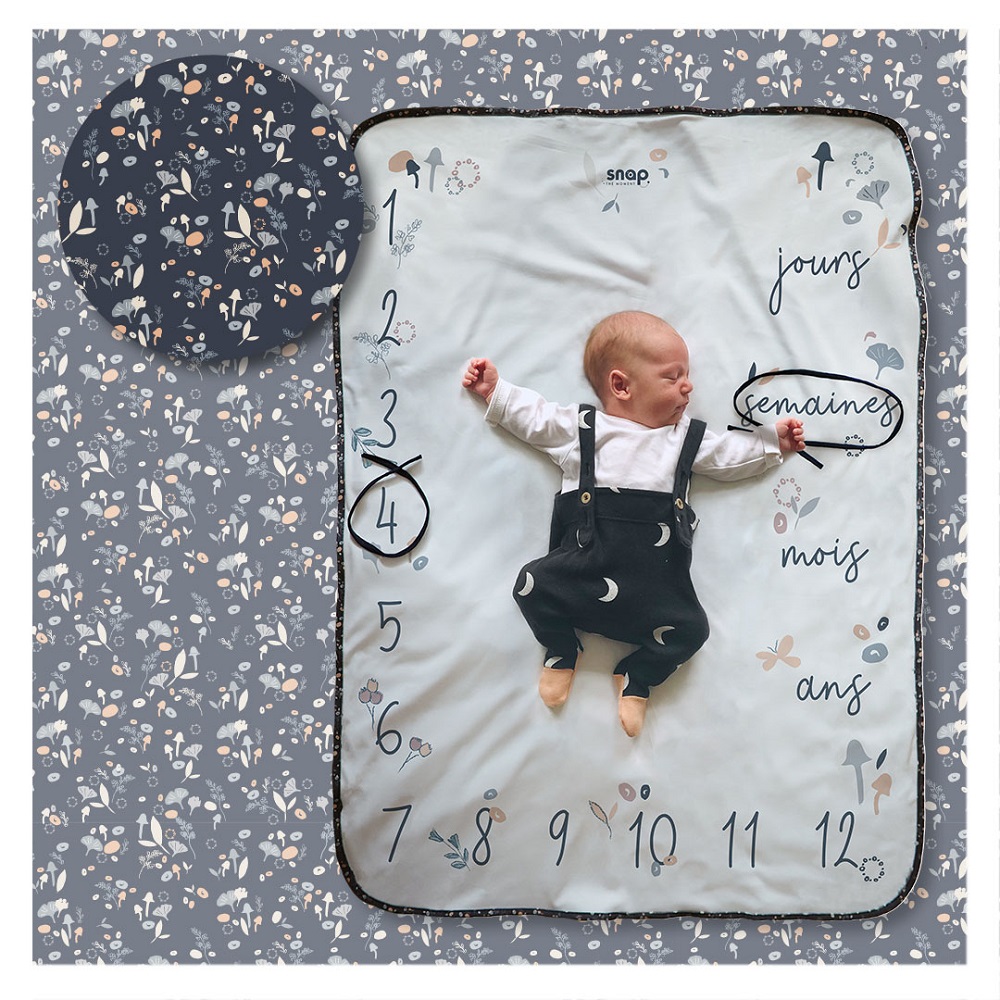 Couverture Étape Mensuelle pour Bébé Couverture Milestone Unisex Accessoire  de Photographie avec Motif Couvertures d'emmaillotage