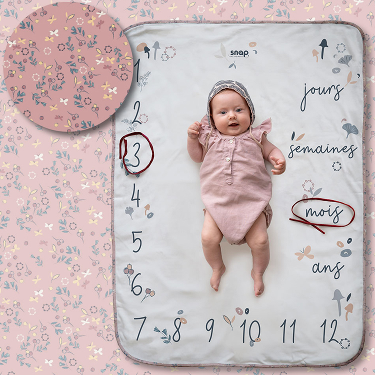 Couverture étape bébé SNAP THE MOMENT Dusty pink – Etoiles en portage