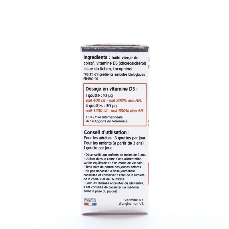 Vitamine D3 Vegan - 400 UI - NutriVie - conseil dutilisation