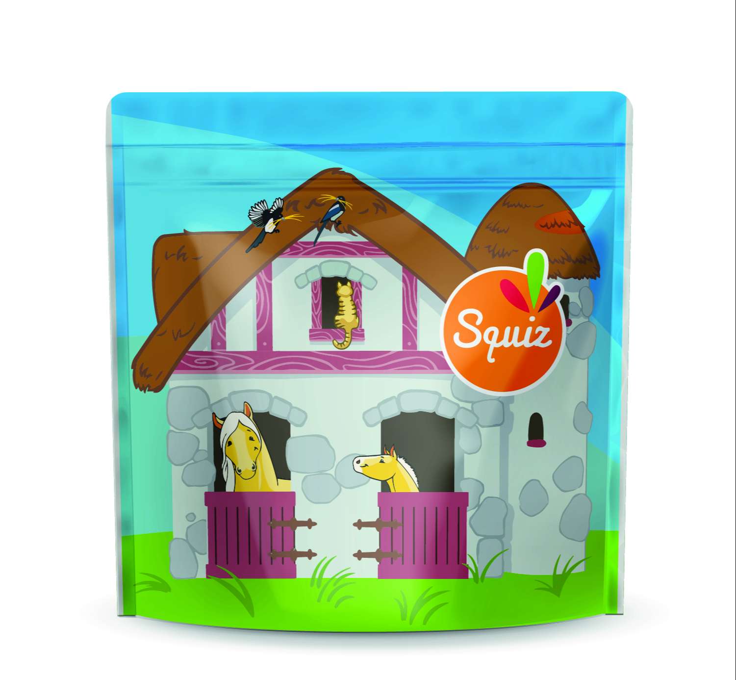 Lot de 3 sacs à goûter Squiz - Collection Ferme -  Chevaux 18x18 (2)