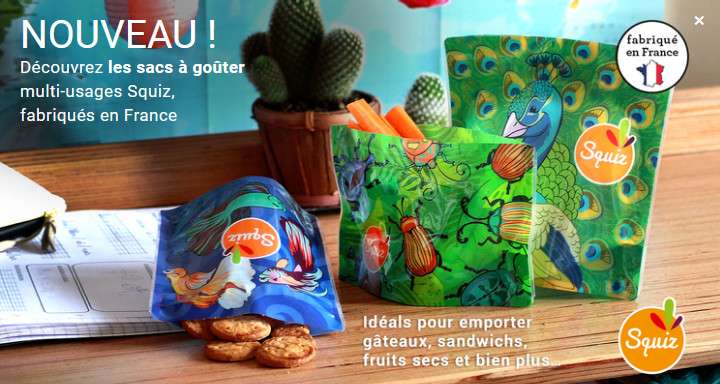 Lot de 3 sacs à goûter Squiz - Flamboyants - La gourde réutilisable qui a tout bon