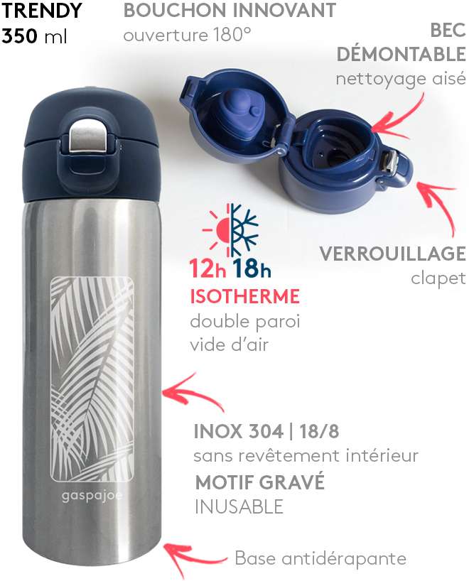 Mug isotherme inox Gaspajoe Trendy T14 palmier