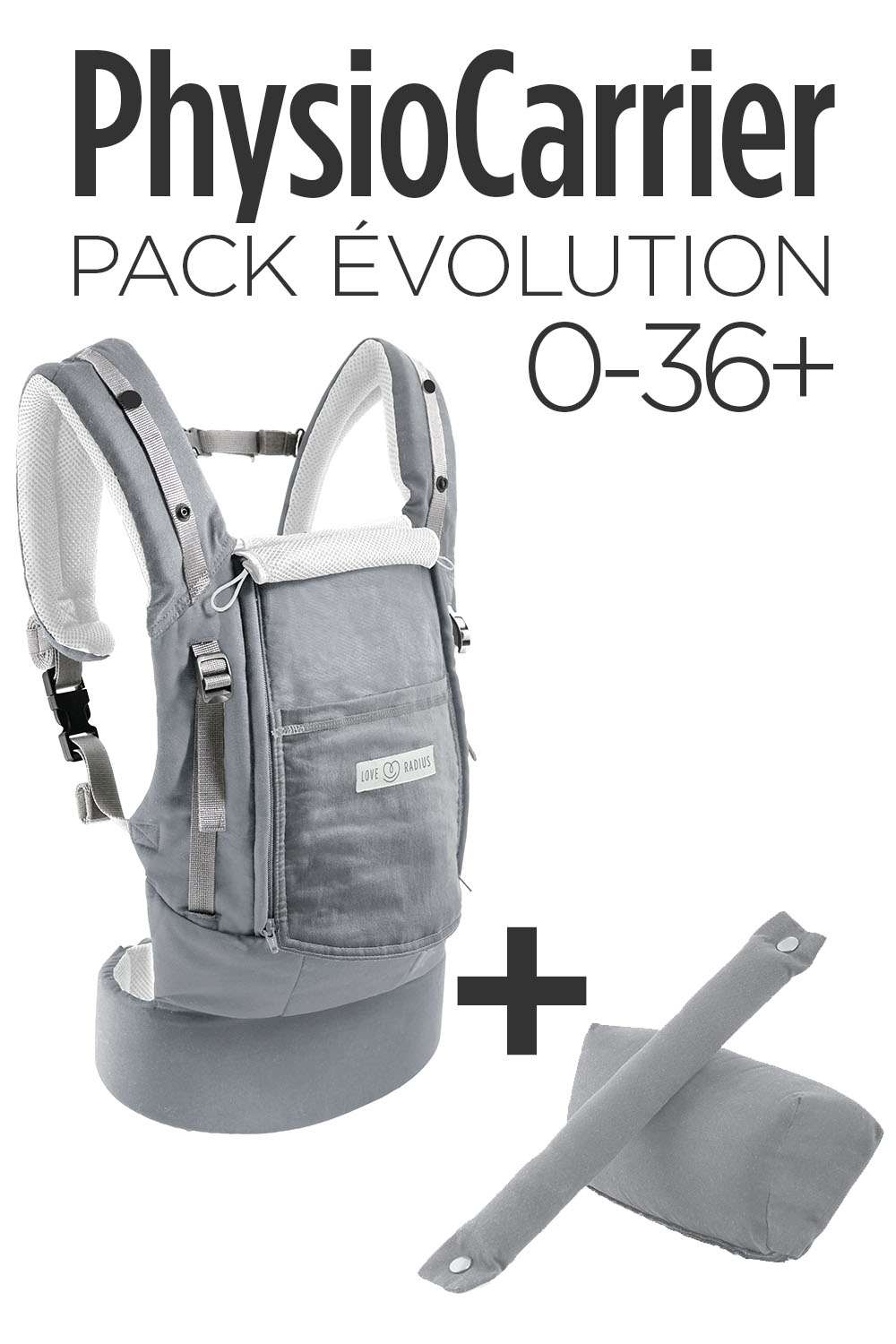 PhysioCarrier Gris | Pack évolution 0-36 mois - Love Radius