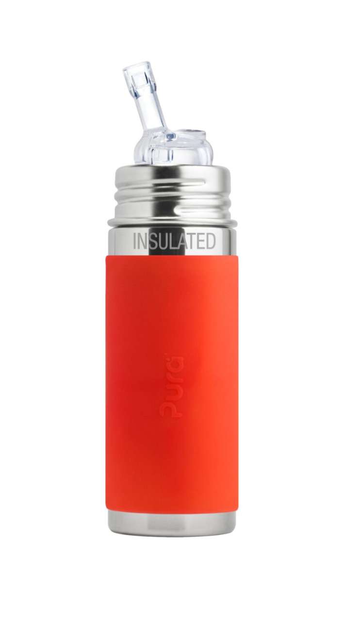 gourde paille isotherme 260ml - orange