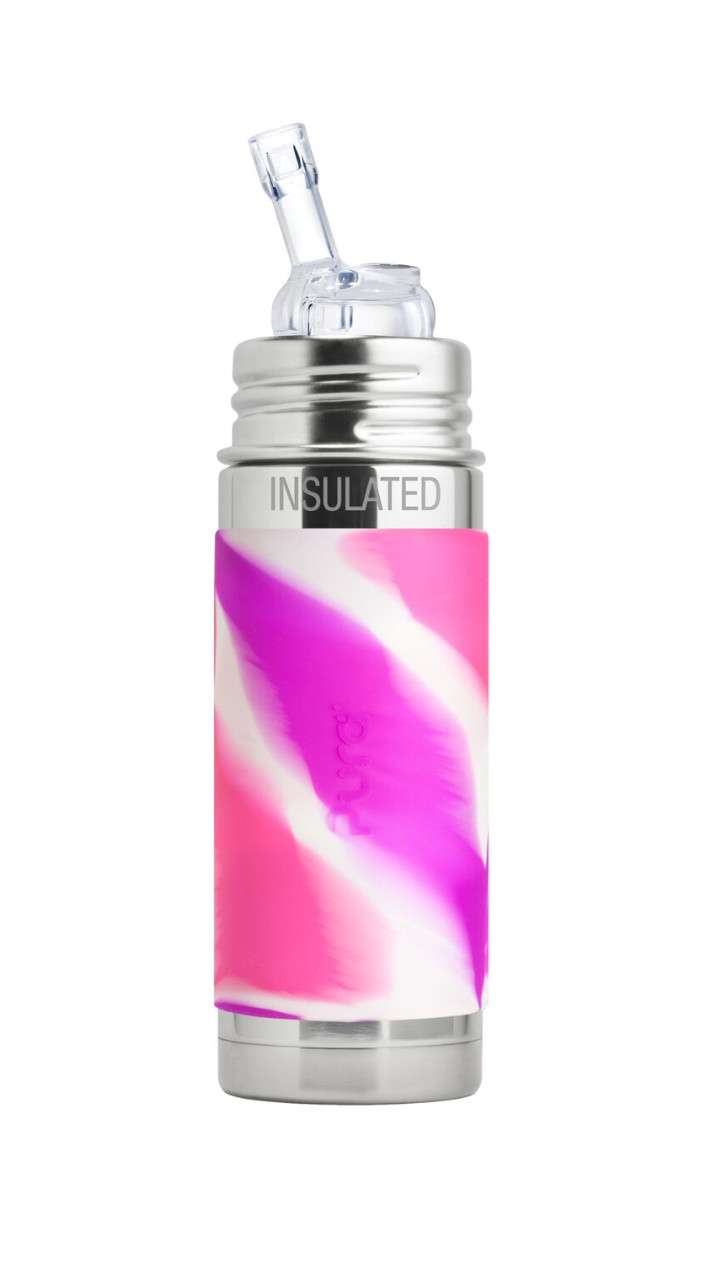 gourde paille isotherme 260ml - pink swirl