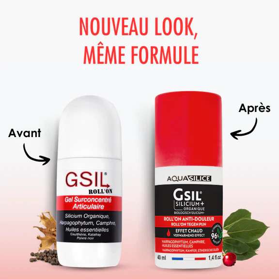 gsil roll on - gel surconcentré articulaire 40 ml - avant apres