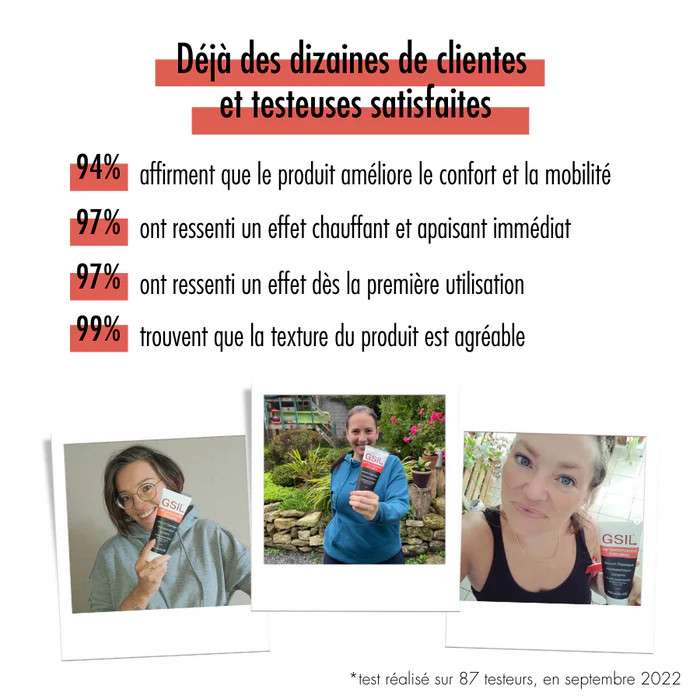 clients satisfaits du gsil gel chauffant articulation et muscles  240 ml