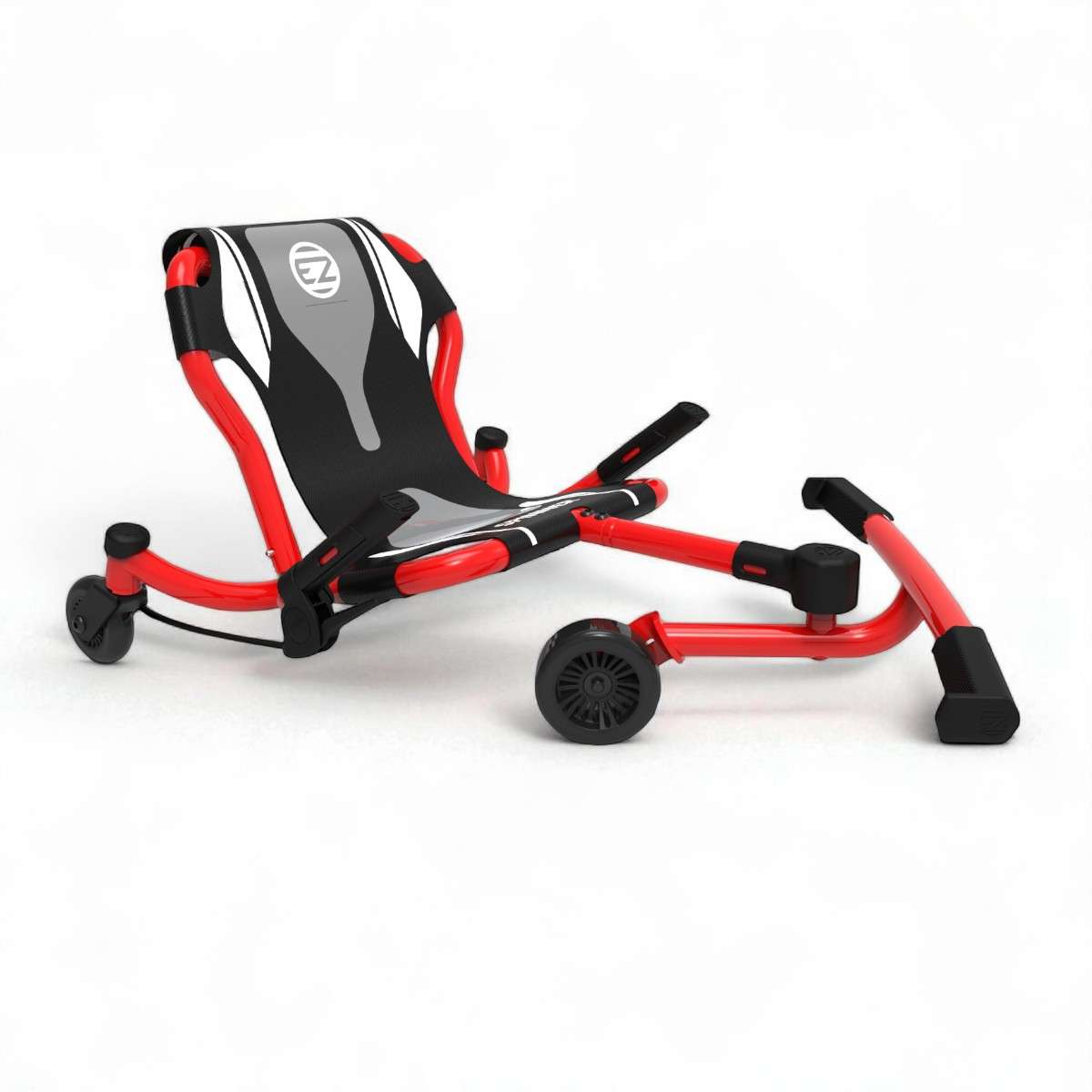 Ezyroller Spinner X Rouge Bravo Red en vue d’ensemble, kart enfant 360° pour figures et spins spectaculaires