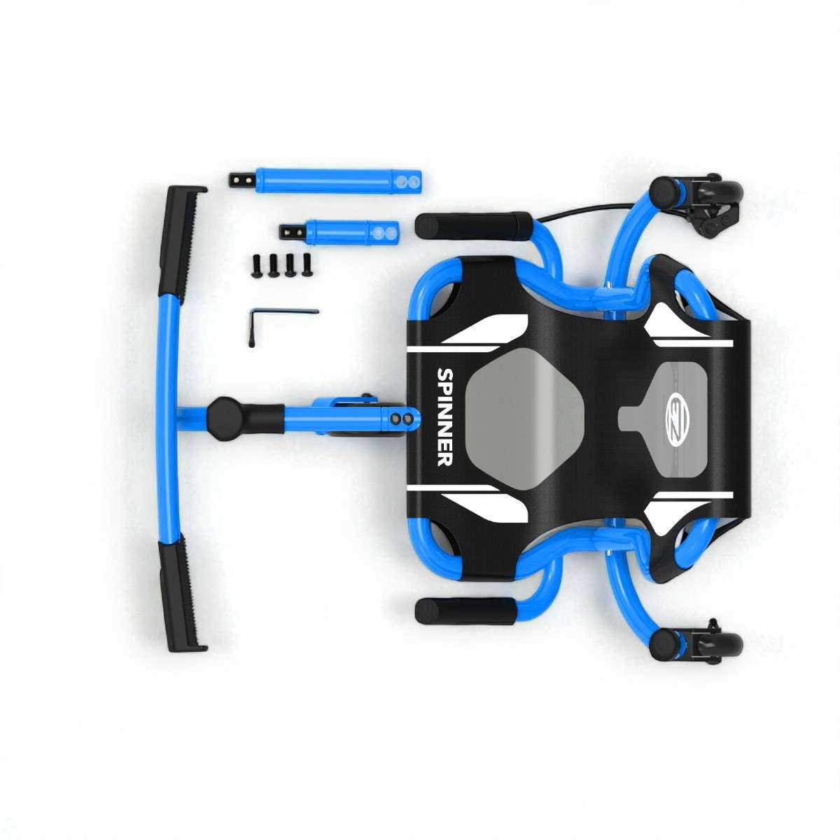 Vue de dessus de l’Ezyroller Spinner X Bleu, montrant son design évolutif et son style bleu éclatant.