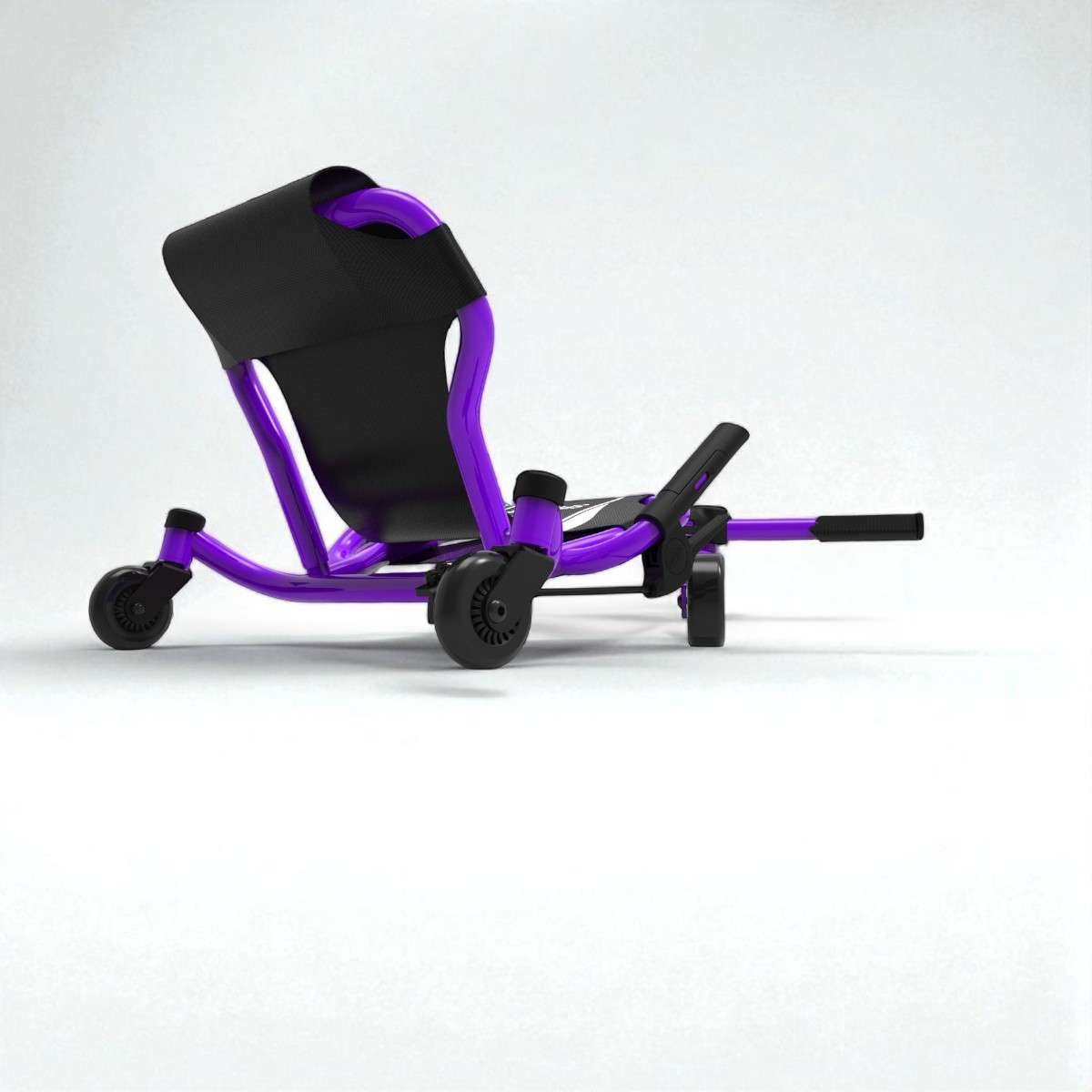 Vue arrière de l’Ezyroller Spinner X Violet, avec siège ergonomique en toile et cadre robuste.
