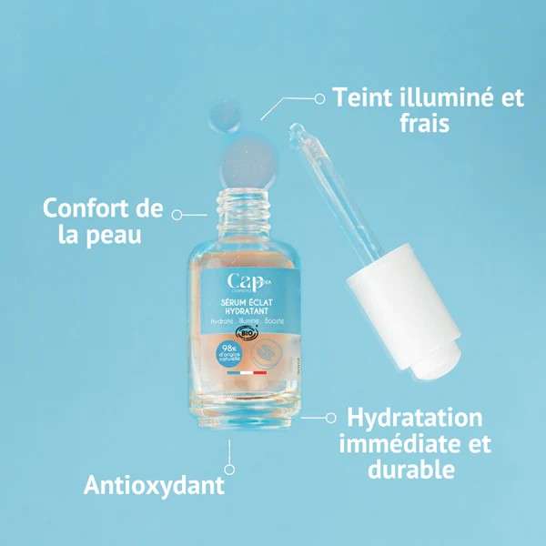 Bienfaits du sérum hydratant bio Cap Hydra  confort de la peau, hydratation immédiate, éclat du teint et action antioxydante
