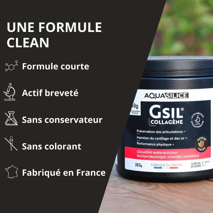 Collagène Marin Articulations GSIL Naticol® cacao – formule clean sans conservateur ni colorant, fabriqué en France, 10 g par dose
