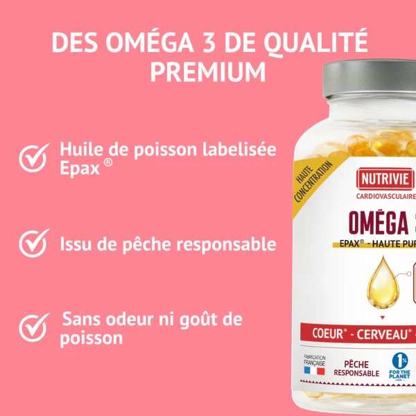 Oméga 3 Nutrivie – huile de poisson Epax®, pêche responsable et sans goût de poisson