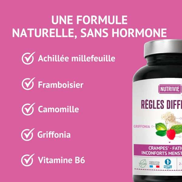 Engagements Nutrivie  complément naturel sans hormones, sans conservateur, vegan et fabriqué en France.