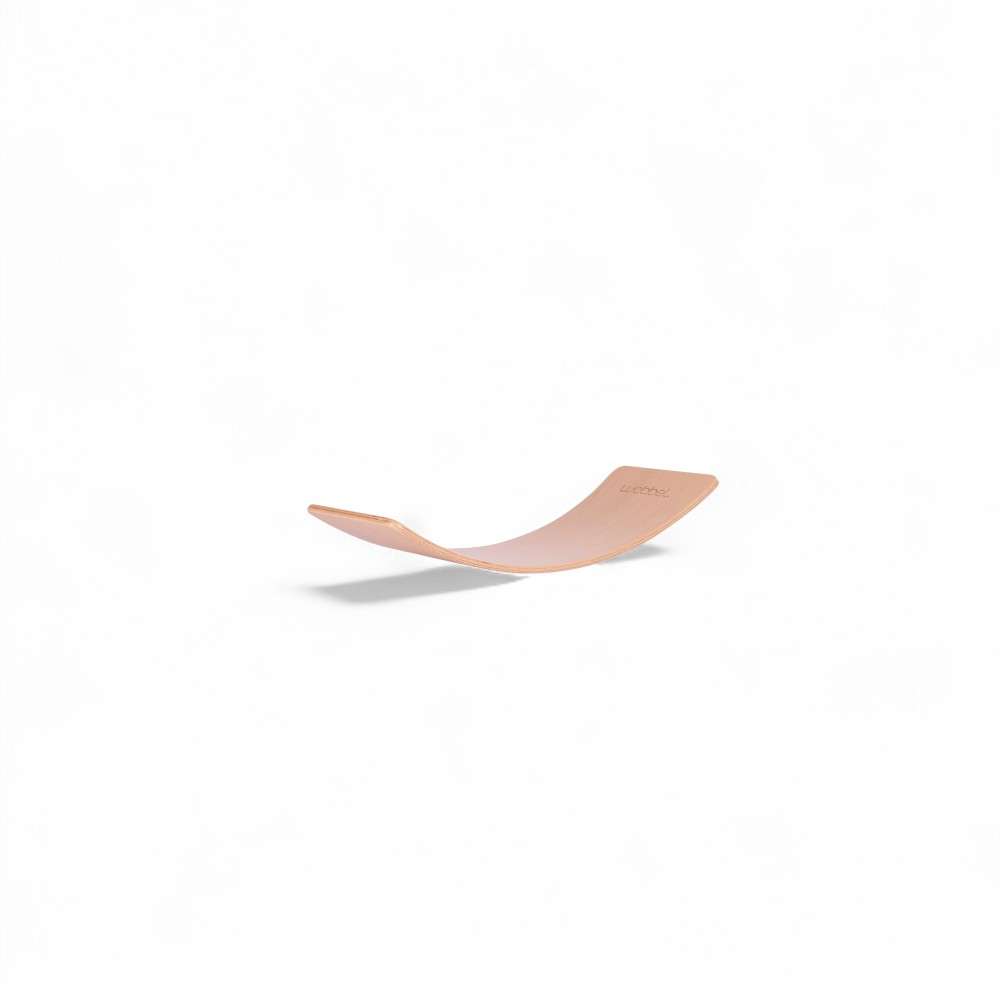 Planche d’équilibre Wobbel Starter Transparent sans feutre vue de trois quarts – bois naturel clair