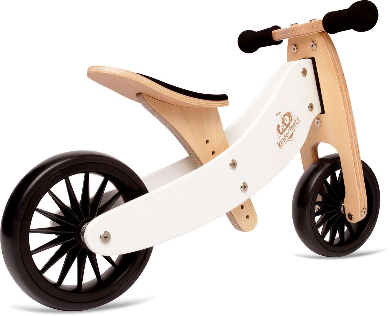 Draisienne Tiny Tot Plus blanche Kinderfeets en configuration deux roues