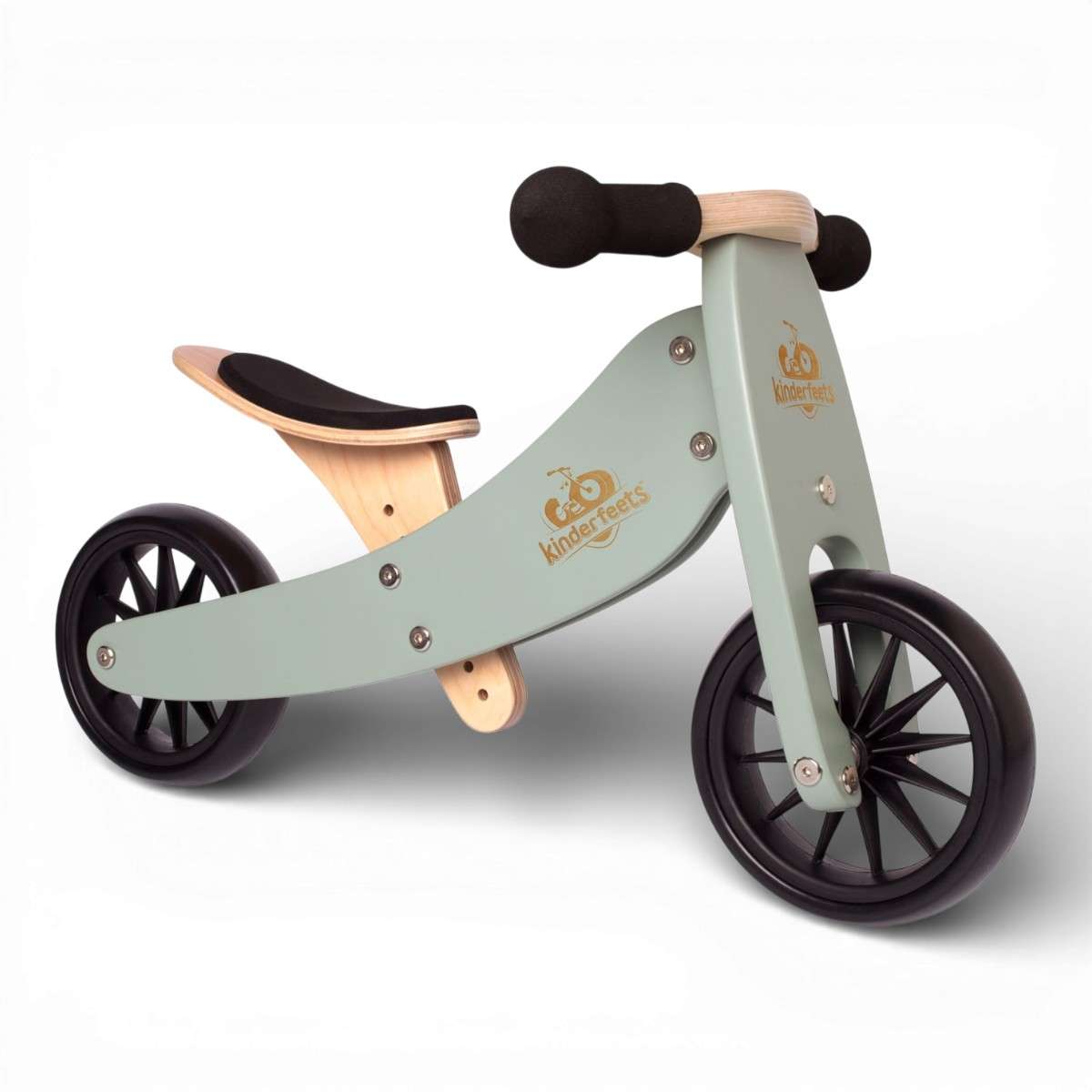 Draisienne Kinderfeets Tiny Tot Plus Silver Sage 2-en-1 avec selle ergonomique et cadre vert sauge pour enfants jusquà 4 ans