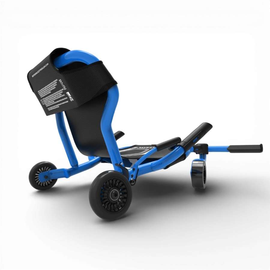 Ezyroller Classic X Bleu – vue arrière montrant la structure et le dossier solide.