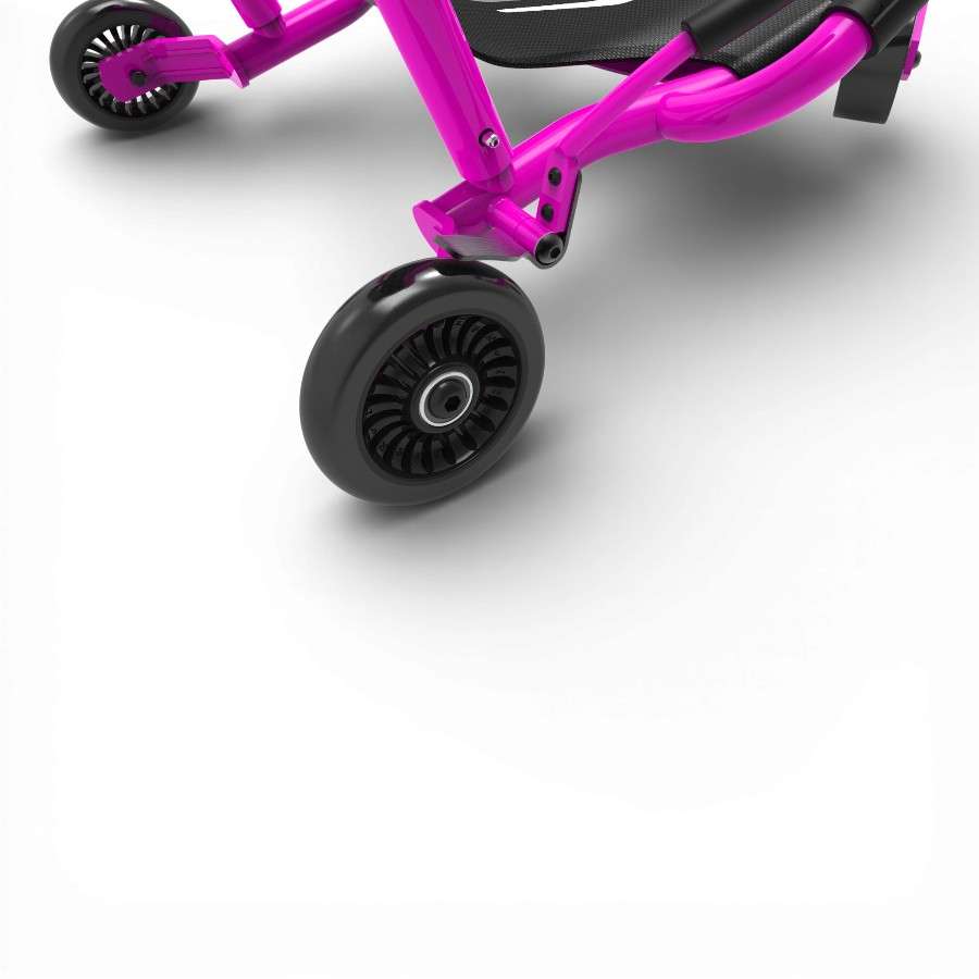 Détail du système de freinage et de la roue arrière de l’Ezyroller Classic X rose .