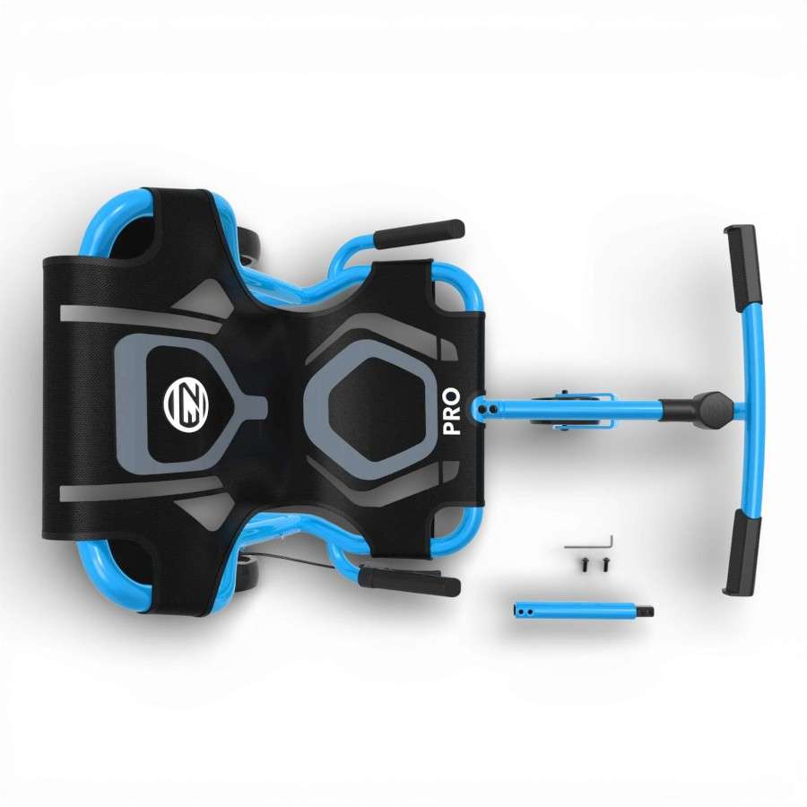 Vue de dessus de l’Ezyroller Pro X Bleu avec extension de cadre et outils de montage