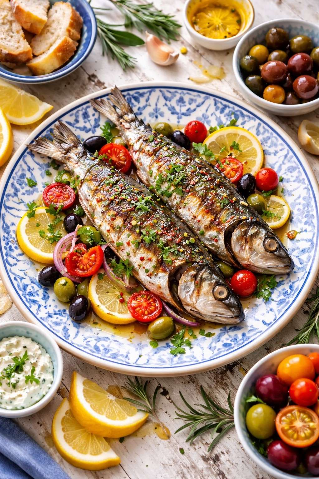 poisson gras + assiette style méditerranéen