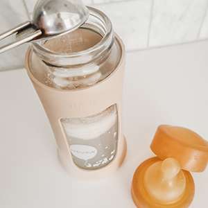Adding Formula to our Wide Neck Baby Glass Bottle with Sleeve