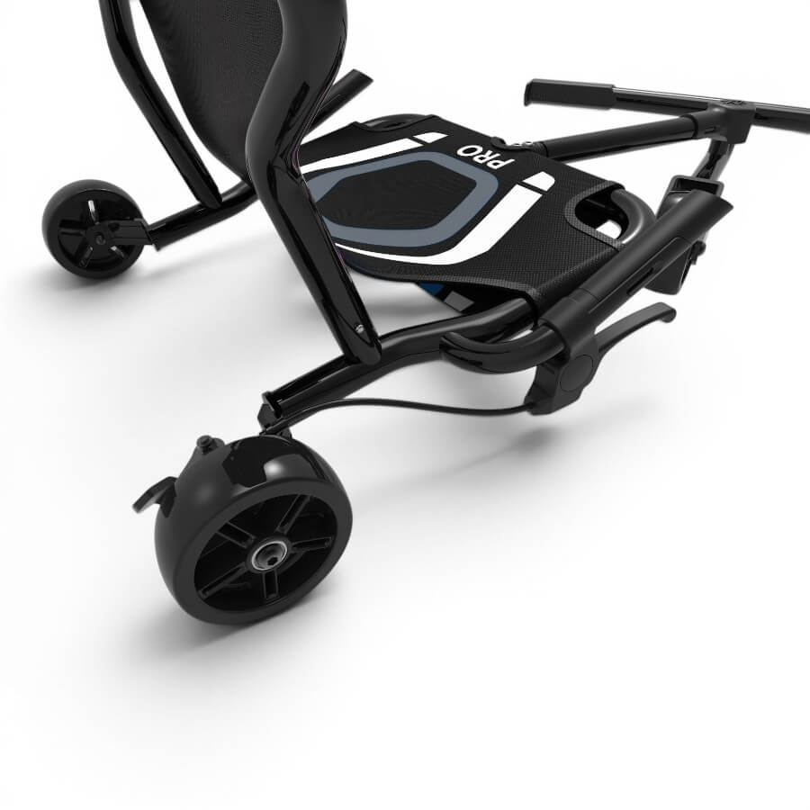 Frein arrière du Ezyroller Pro X noir – détail du système de contrôle et de sécurité du kart sans pédales.